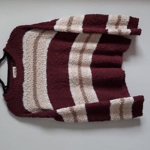 Listicle Popcorn Knit Color Block Stripe Sweater